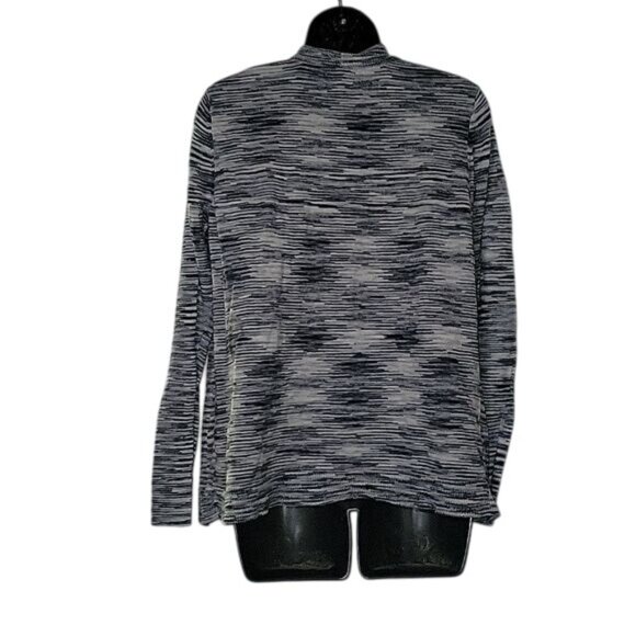 Croft & Barrow Womens Open Front Cardigan Sweater M Gray & White Lightweight Kni - Picture 4 of 6